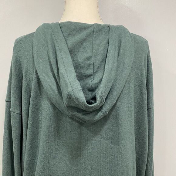 ZYIA Active L Pine Green Slouchy Short Boyfriend Knit Hoodie Lounge Soft Comfy - Picture 14 of 15